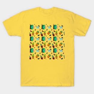 Cactus and Butterflies pattern T-Shirt